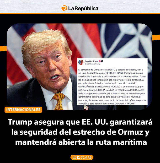 Trump asegura que EE. UU. garantizará la seguridad del estrecho de Ormuz y mantendrá abierta la ruta marítima - Cover Image